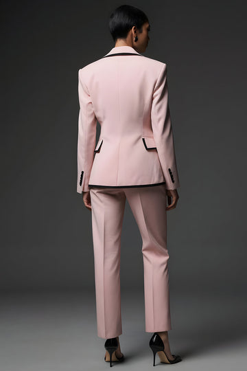 Rose Cranched Lapel 2 Piece Femmes Costumes avec Poche